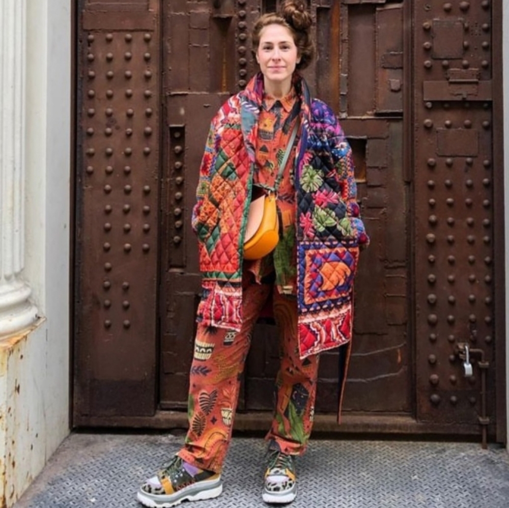 Farm Rio Patchwork Tapestry Crochet Puffer Jacket M - Picture 2 of 16